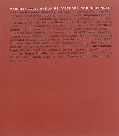 Massilia : annuaire d'études corbuséennes, n° 2006