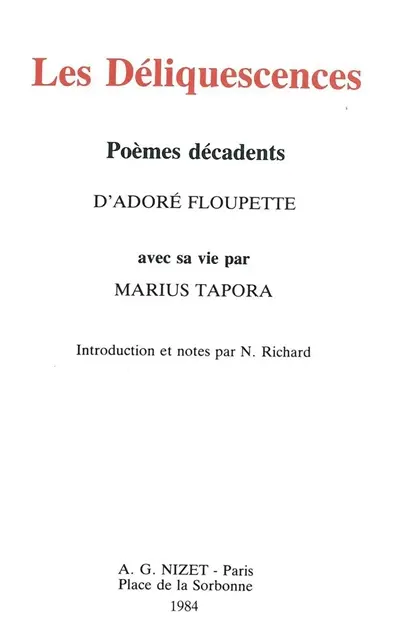 Les déliquescences : poèmes décadents