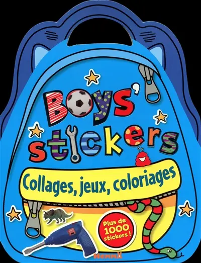 Boys' stickers : collages, jeux, coloriages