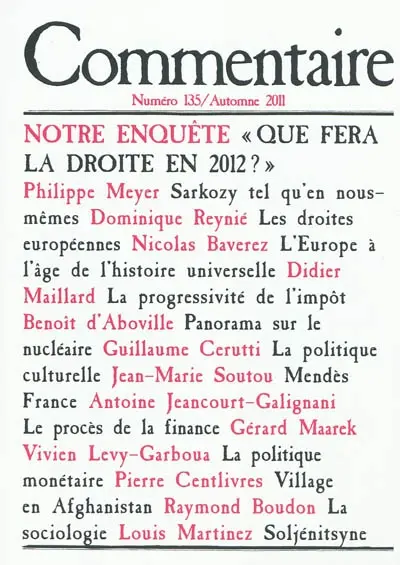 Commentaire, n° 135. Que fera la droite en 2012 ?
