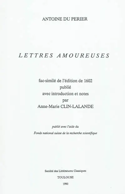 Lettres amoureuses : fac-similé de l'édition de 1602