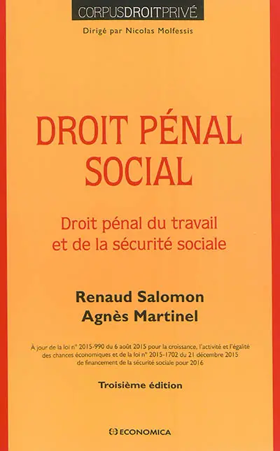 Droit pénal social : droit pénal du travail et de la sécurité sociale