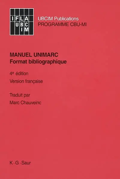 Manuel UNIMARC : format bibliographique : version française