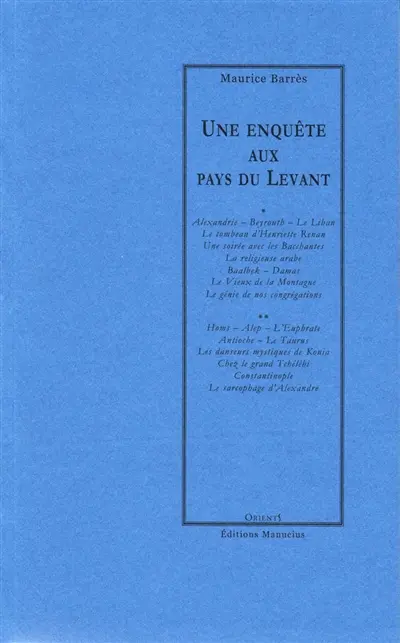 Une enquête aux pays du Levant