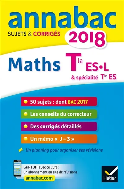 Mathématiques : terminale ES spécifique & spécialité, terminale L spécialité : 2018