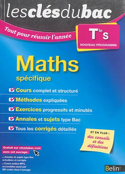 Maths terminale S, spécifique : nouveau programme