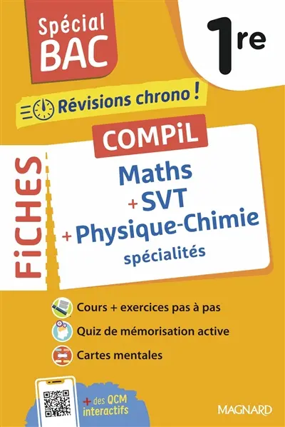 Compil de fiches maths + SVT + physique chimie 1re : révisions chrono ! : spécialités