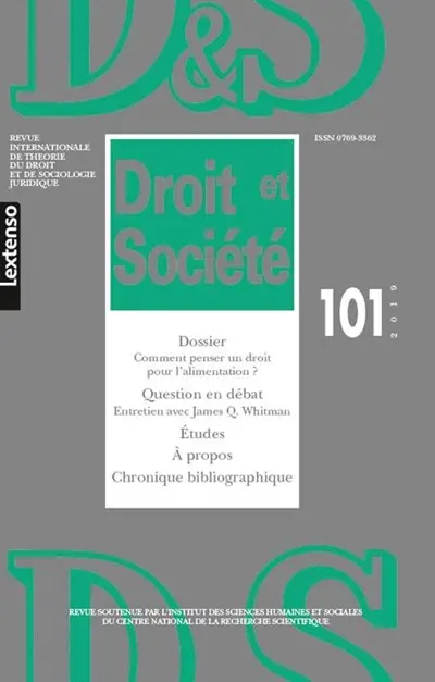 Droit et société, n° 101. Comment penser un droit pour l'alimentation ?