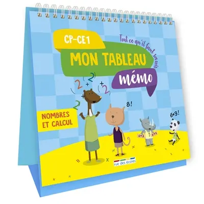 Mon tableau mémo, nombres et calcul, CP, CE1 : tout ce qu'il faut savoir
