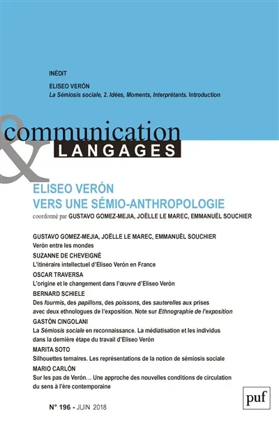 Communication & langages, n° 196. Eliseo Veron : vers une sémio-anthropologie