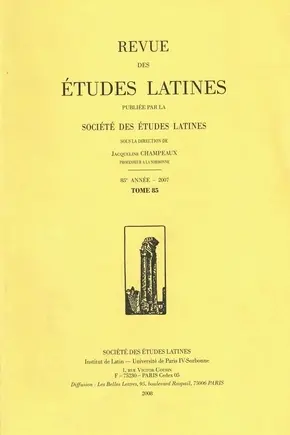Revue des études latines, n° 85