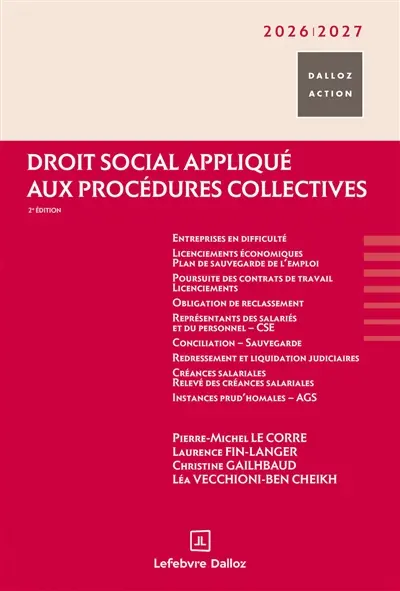 Droit social appliqué aux procédures collectives : 2026-2027