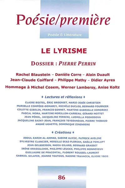 Poésie première, n° 86. Le lyrisme