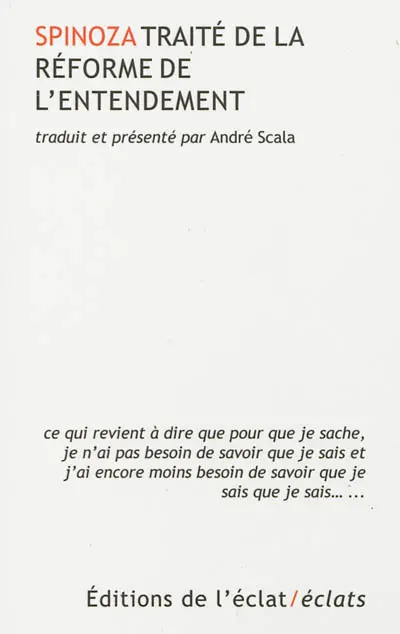 Traité de la réforme de l'entendement