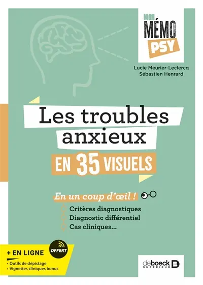Les troubles anxieux en 35 visuels : en un coup d'oeil ! : critères diagnostiques, diagnostic différentiel, cas cliniques...