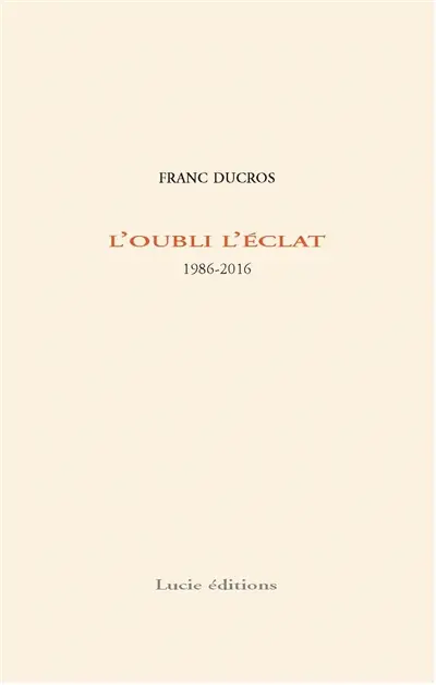 L'oubli l'éclat : 1986-2016