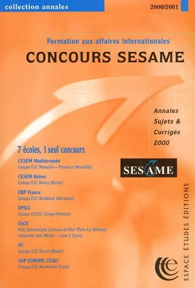 Sésame : annales du concours 2000