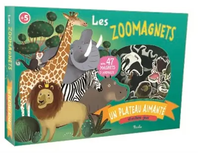 Les zoomagnets : un plateau aimanté et un livre-jeux : avec 47 magnets d'animaux