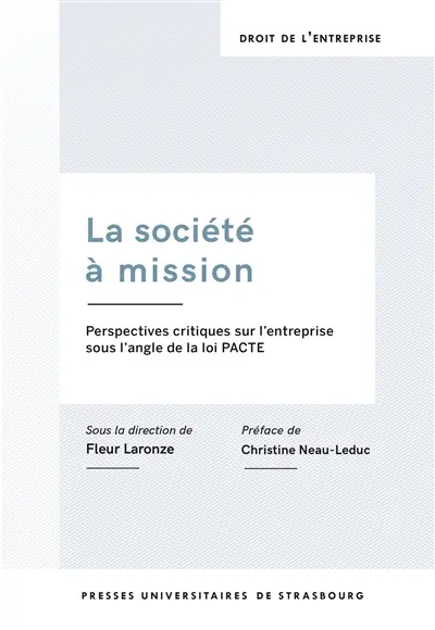 La société à mission : perspectives critiques sur l'entreprise sous l'angle de la loi Pacte