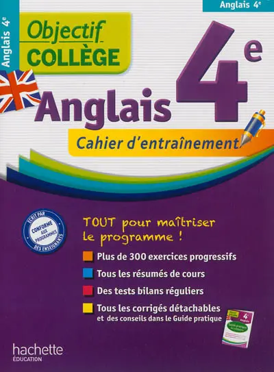 Anglais 4e : cahier d'entraînement