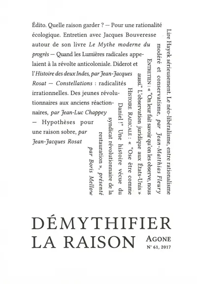 Agone, n° 61. Démythifier la raison
