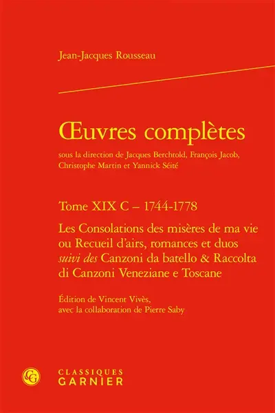 Oeuvres complètes. Vol. 19 C. 1744-1778