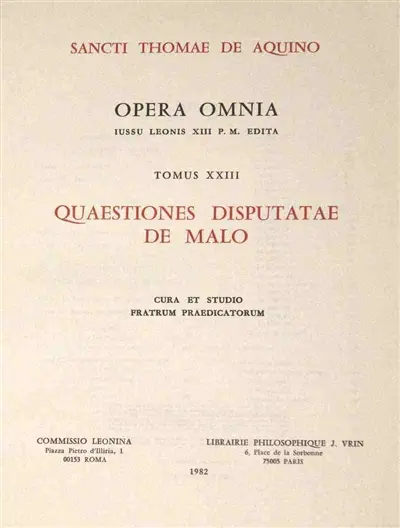 Quaestiones disputatae De malo