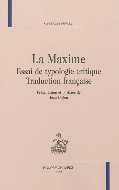 La maxime : essai de typologie critique, traduction française
