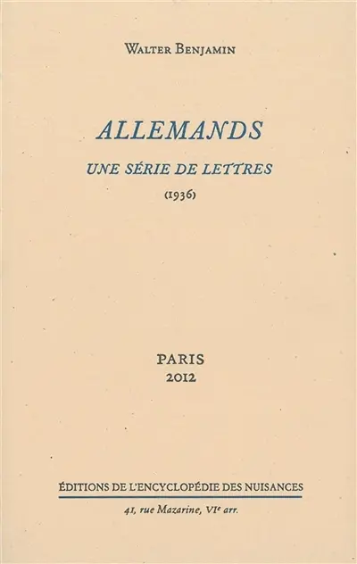Allemands : une série de lettres (1936)