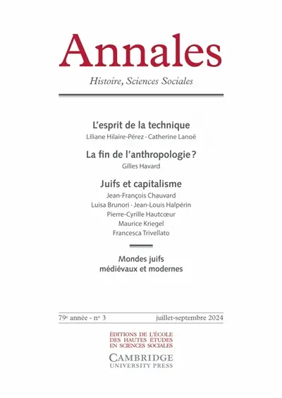 Annales, n° 3 (2024). L'esprit de la technique