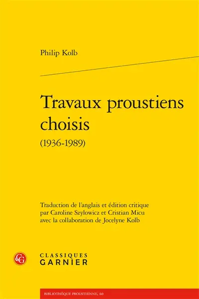 Travaux proustiens choisis (1936-1989)