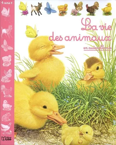 La vie des animaux en autocollants : couverture rose