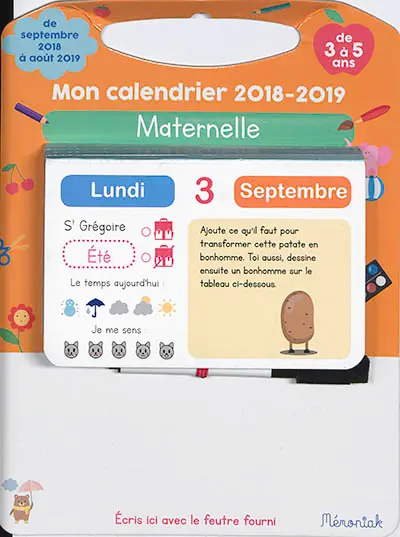 Mon calendrier 2018-2019 : maternelle