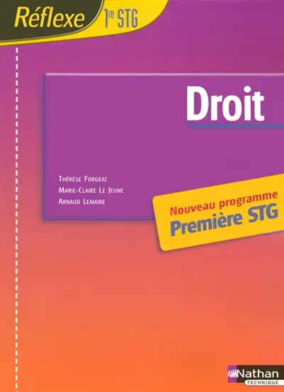 Droit, première STG : pochette de l'élève