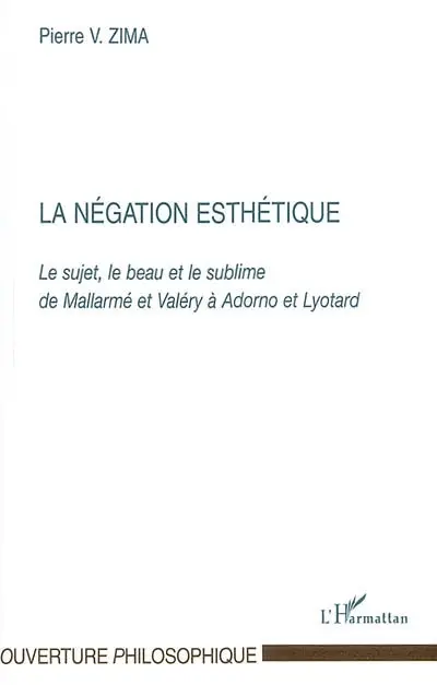 La négation esthétique : le sujet, le beau et le sublime de Mallarmé et Valéry à Adorno et Lyotard
