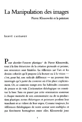 La manipulation des images : Pierre Klossowski et la peinture
