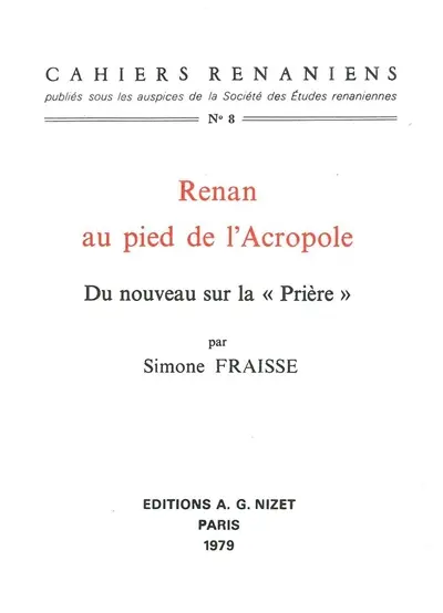 Renan au pied de l'Acropole : du nouveau sur la Prière