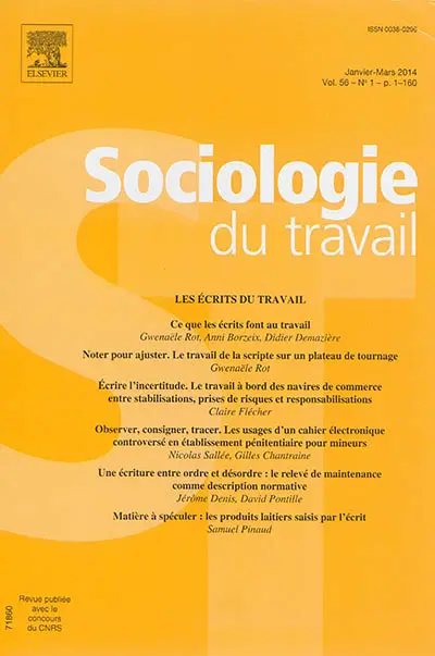 Sociologie du travail, n° 1 (2014). Les écrits du travail