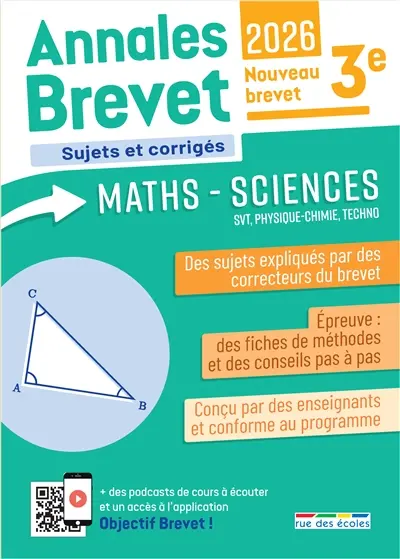 Annales brevet maths-sciences, SVT, physique chimie, techno 3e : sujets et corrigés : nouveau brevet, 2026
