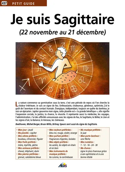 Je suis Sagittaire (22 novembre au 21 décembre)