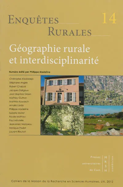 Enquêtes rurales, n° 14. Géographie rurale et interdisciplinarité