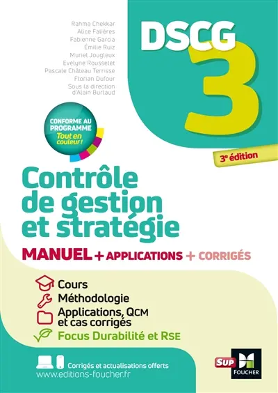 DSCG 3 contrôle de gestion et stratégie : manuel + applications + corrigés