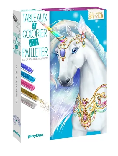 Licornes scintillantes : tableaux à colorier et à pailleter