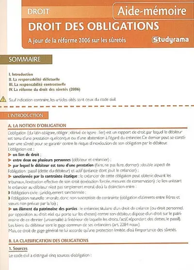 Droit des obligations : à jour de la réforme 2006 sur les sûretés