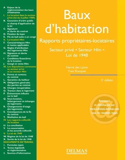 Baux d'habitation : rapports propriétaires-locataires, secteur privé, secteur HLM, loi de 1948