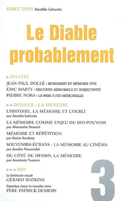 Diable probablement (Le), n° 3. La mémoire