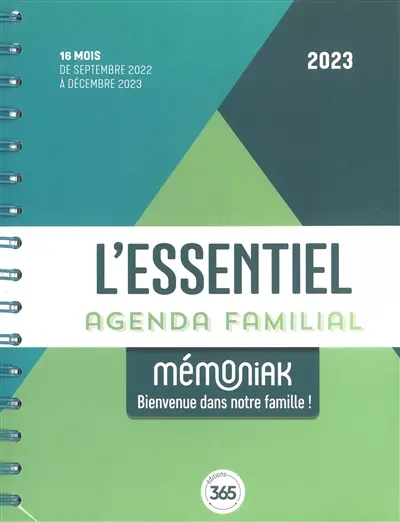 L'essentiel agenda familial Mémoniak 2023 : 16 mois, de septembre 2022 à décembre 2023