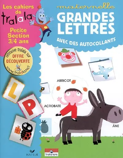 Grandes lettres avec des autocollants, maternelle petite section, 3-4 ans