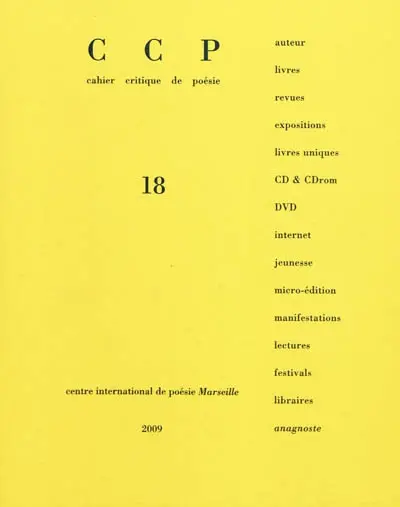 Cahier critique de poésie, n° 18. Bernard Collin