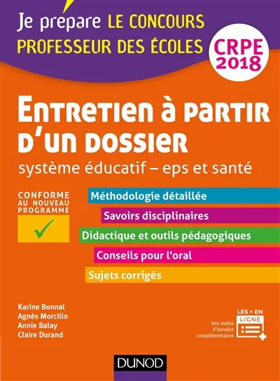 Entretien à partir d'un dossier : système éducatif, EPS et santé, CRPE 2018 : professeur des écoles, concours 2018
